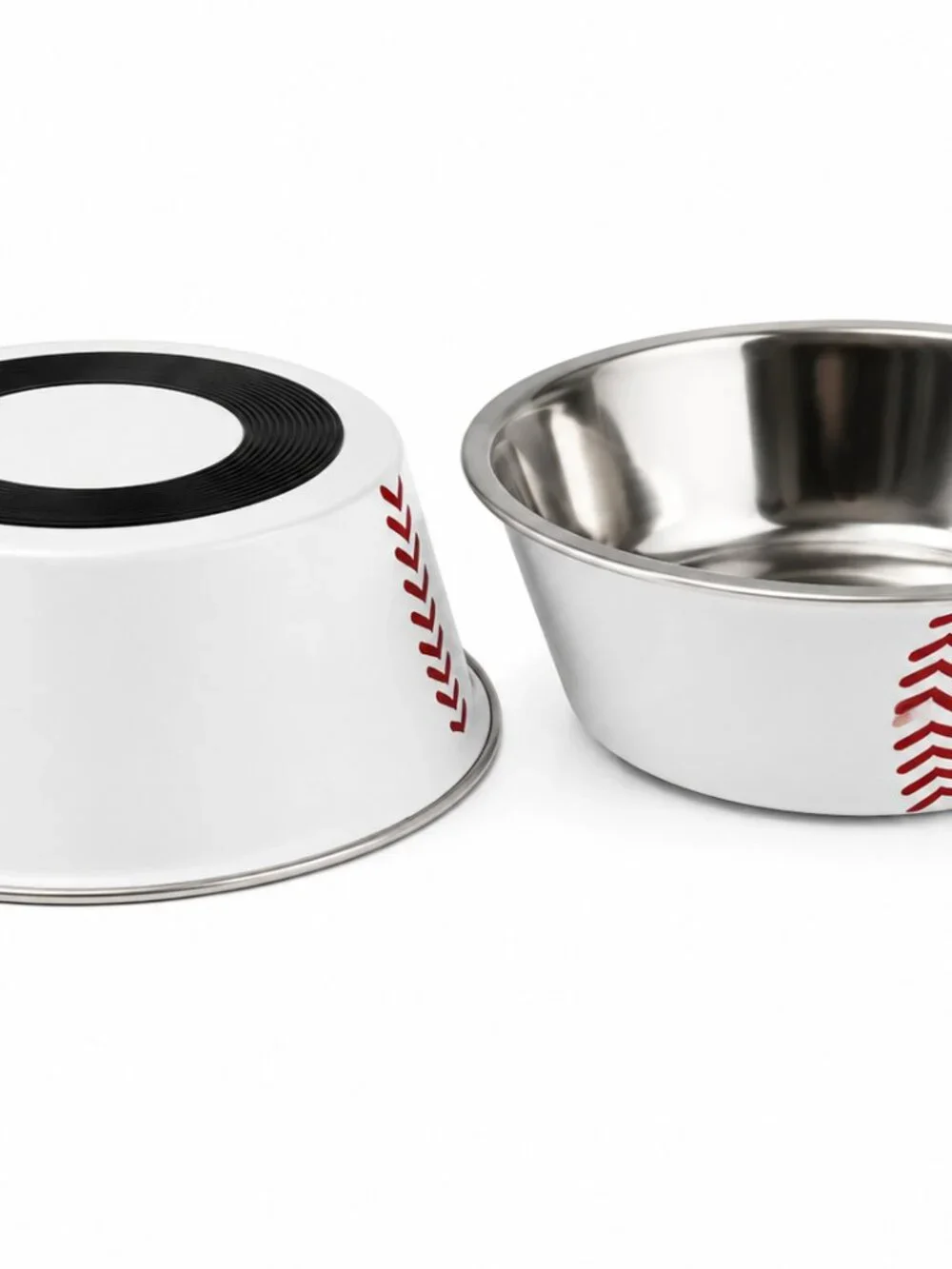 Spalding 2 Pc Baseball Pet Bowl Set Stainless Steel Food Water Bowls Dog Cat